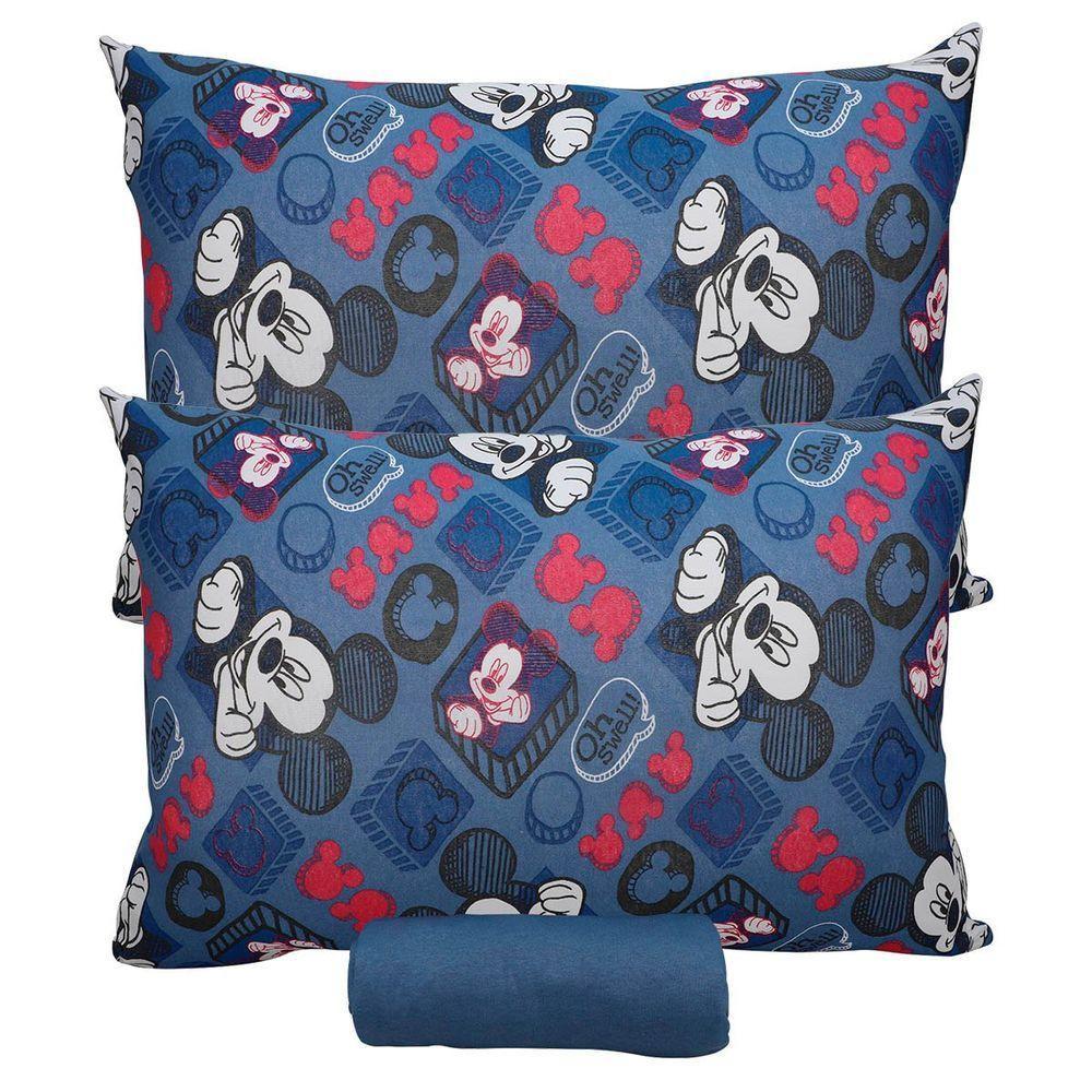 Jogo De Cama Portallar Casal Malha 100% Algodão Disney Mickey Simpático 3 Peças Azul - 2