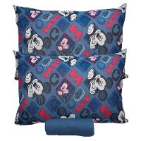 Jogo De Cama Portallar Casal Malha 100% Algodão Disney Mickey Simpático 3 Peças Azul - 2