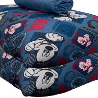 Jogo De Cama Portallar Casal Malha 100% Algodão Disney Mickey Simpático 3 Peças Azul - 3