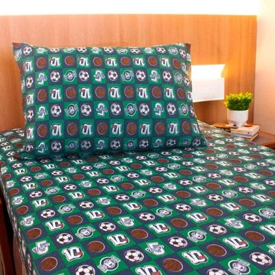 Jogo De Cama Solteiro Portallar Malha Misto Estampado Esportes 2 Pçs Com Elástico Verde