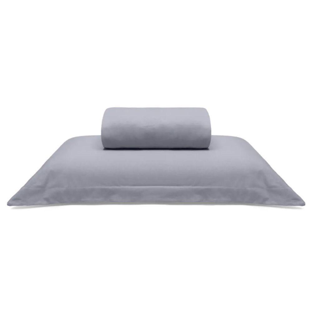 Jogo De Cama Buettner Solteiro King Malha 100% Algodão Liso 2 Peças Image Cinza - 1