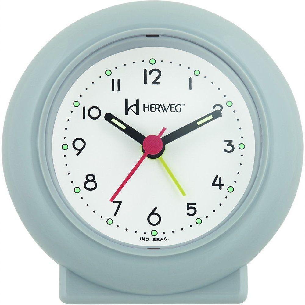 Despertador Analógico Redondo Tradicional Quartz Cinza - Cinza - 1