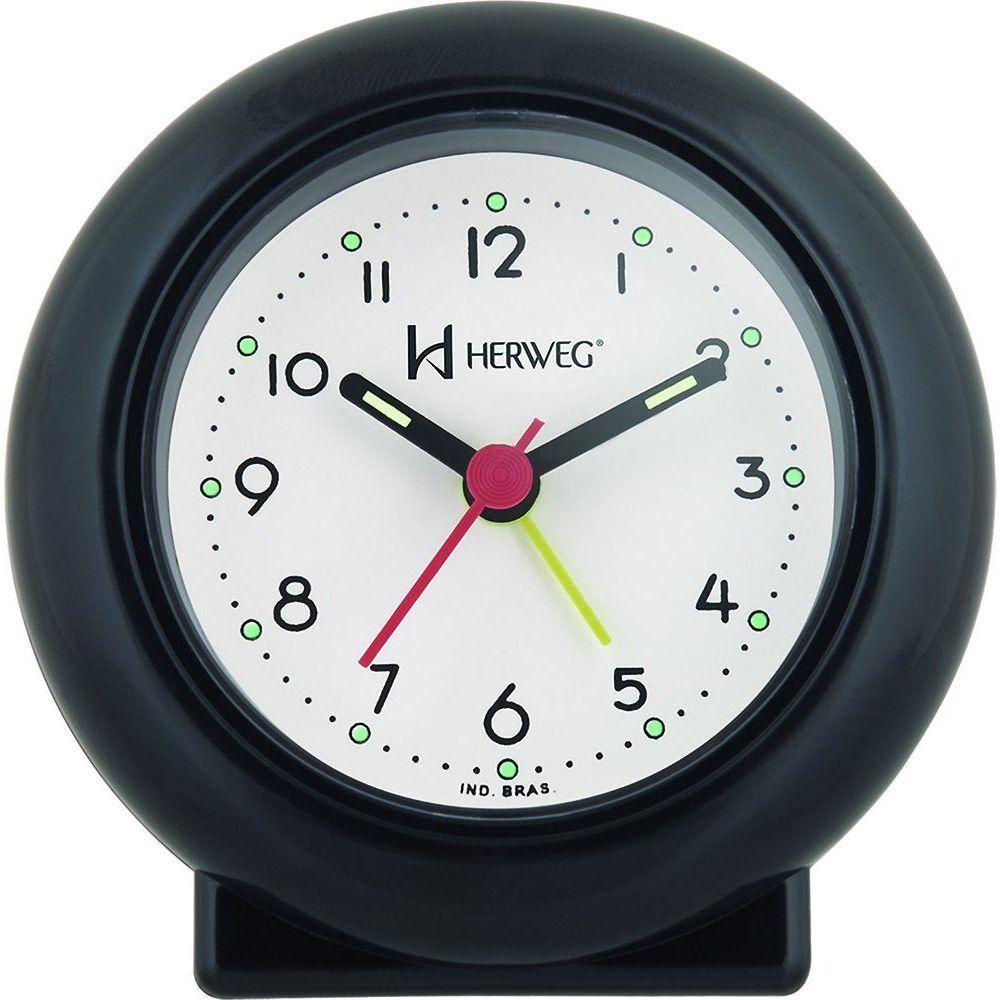 Despertador Analógico Redondo Tradicional Quartz Preto - Preto - 1