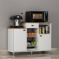 Fruteira Chão Nora Multiuso Flex 3 Portas Gaveta Mobilihouse Cinamomo Com Branco Acetinado - 1