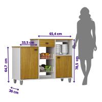 Fruteira Chão Nora Multiuso Flex 3 Portas Gaveta Mobilihouse Cinamomo Com Branco Acetinado - 8