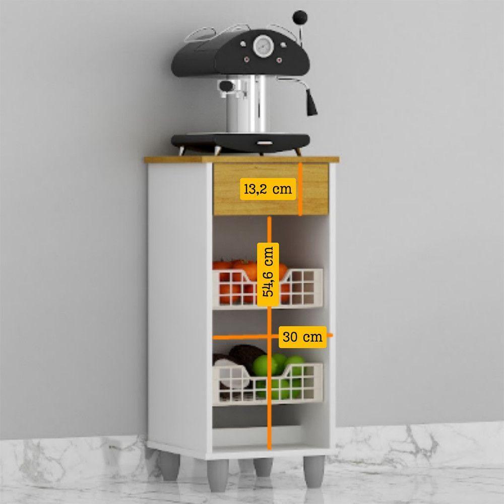 Fruteira De Chão Zaya Multiuso Flex 1 Gaveta Mobilihouse Cinamomo Com Branco Acetinado - 5