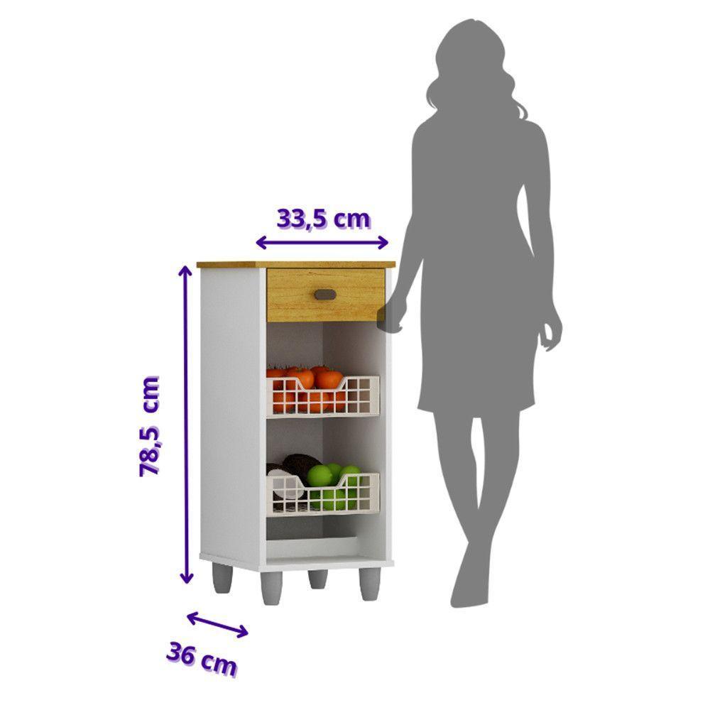 Fruteira De Chão Zaya Multiuso Flex 1 Gaveta Mobilihouse Cinamomo Com Branco Acetinado - 6