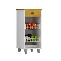 Fruteira De Chão Zaya Multiuso Flex 1 Gaveta Mobilihouse Cinamomo Com Branco Acetinado - 1