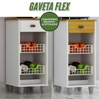 Fruteira De Chão Zaya Multiuso Flex 1 Gaveta Mobilihouse Cinamomo Com Branco Acetinado - 2