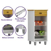 Fruteira De Chão Zaya Multiuso Flex 1 Gaveta Mobilihouse Cinamomo Com Branco Acetinado - 3