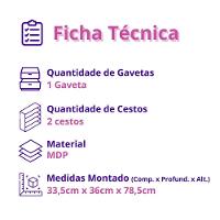 Fruteira De Chão Zaya Multiuso Flex 1 Gaveta Mobilihouse Cinamomo Com Branco Acetinado