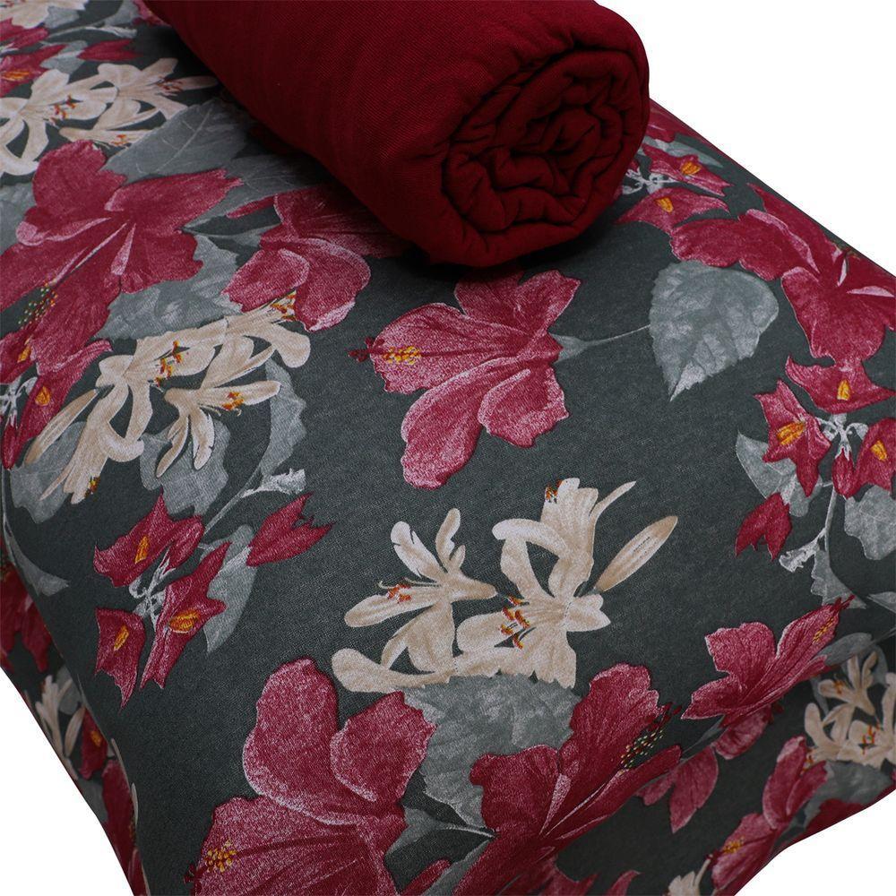 Jogo De Cama Queen Portallar Malha 100% Algodão Nápoles 3 Peças Vermelho - 2