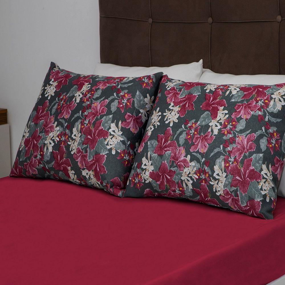 Jogo De Cama Queen Portallar Malha 100% Algodão Nápoles 3 Peças Vermelho - 4