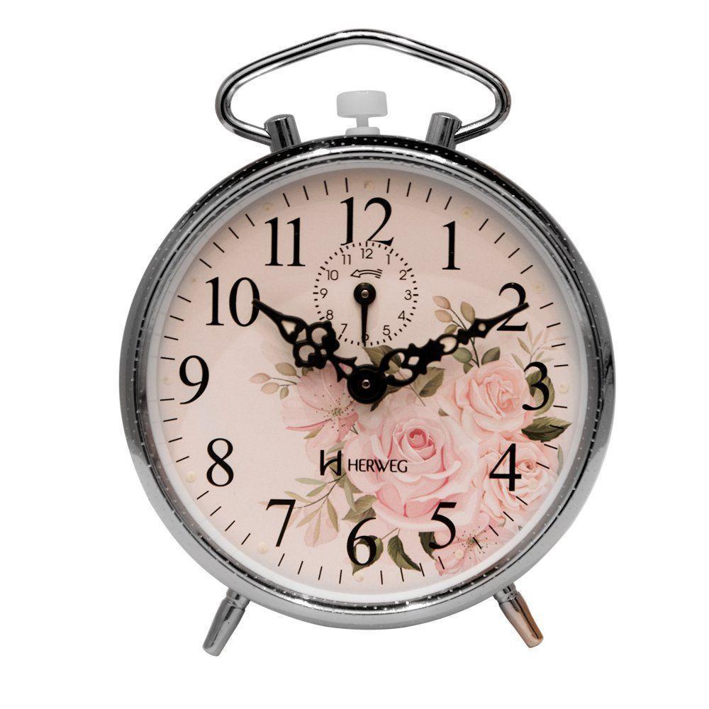Relógio Despertador Analógico Herweg Cromado - 1