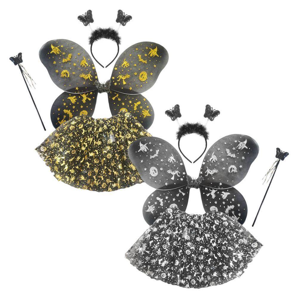 Fantasia Halloween Infantil Com Saia Asa Tiara E Varinha Cor Prata - 1