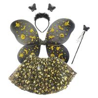 Fantasia Halloween Infantil Com Saia Asa Tiara E Varinha Cor Prata - 2