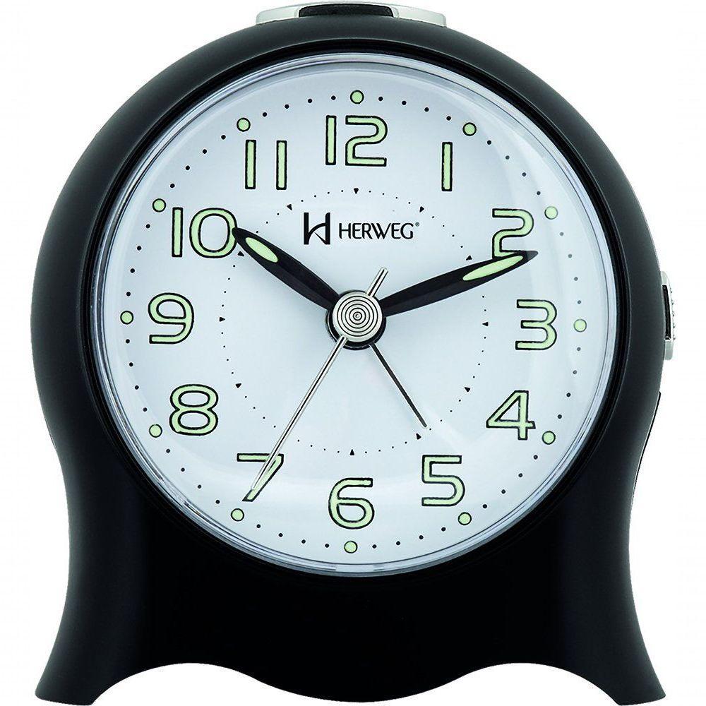 Relógio Despertador Quartz Silencioso Pilha Luz Preto - Preto - 1