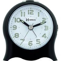 Relógio Despertador Quartz Silencioso Pilha Luz Preto - Preto - 1