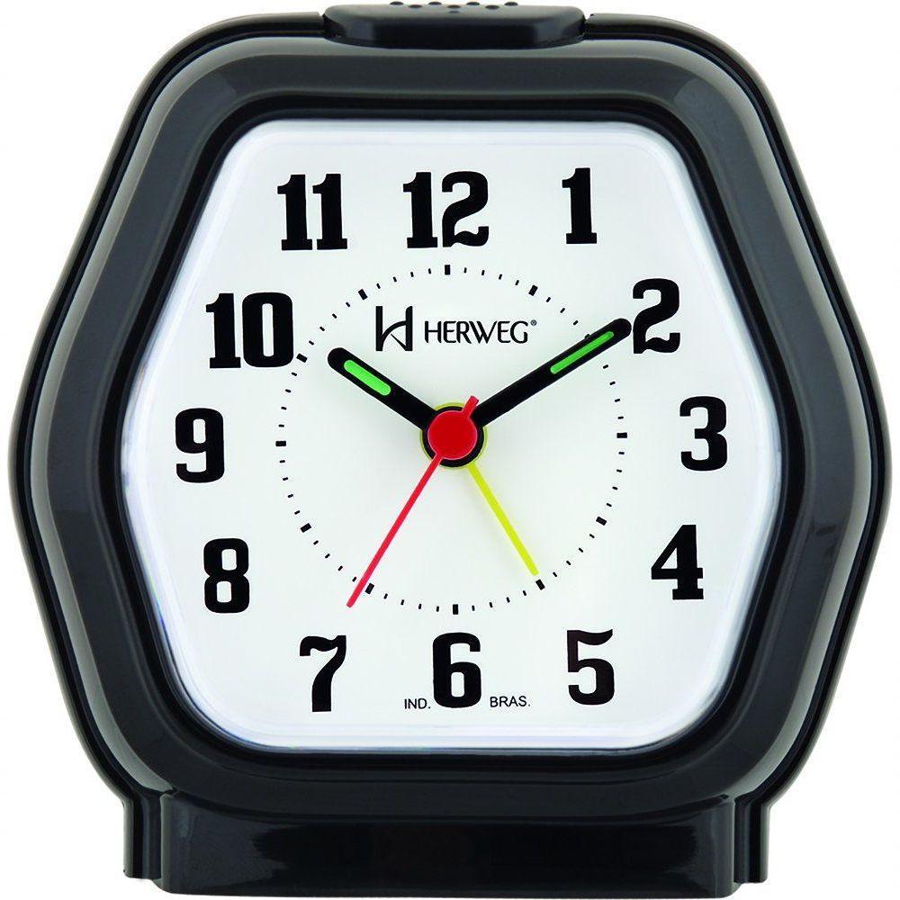 Relógio Despertador Quartz Cabeceira Alarme Luz Preto - Preto - 1