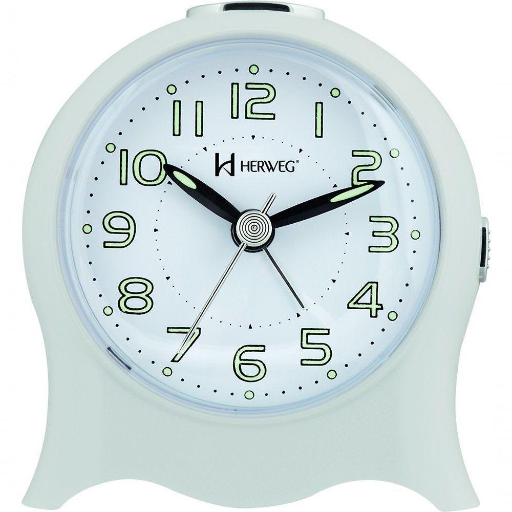 Relógio Despertador Quartz Silencioso Pilha Luz Branco - Branco - 1