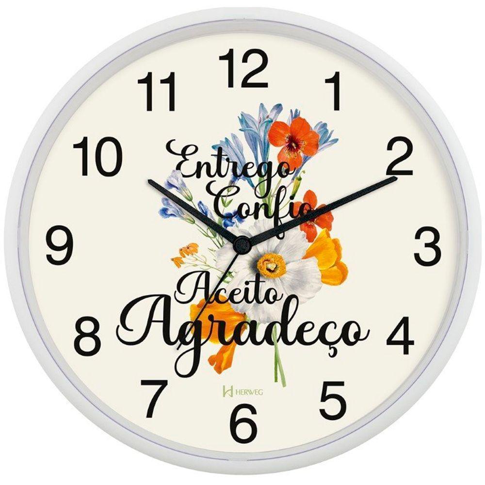 Relógio De Parede Herweg 26 Cm Com Tic Tac 660134 Branco - Branco - 1