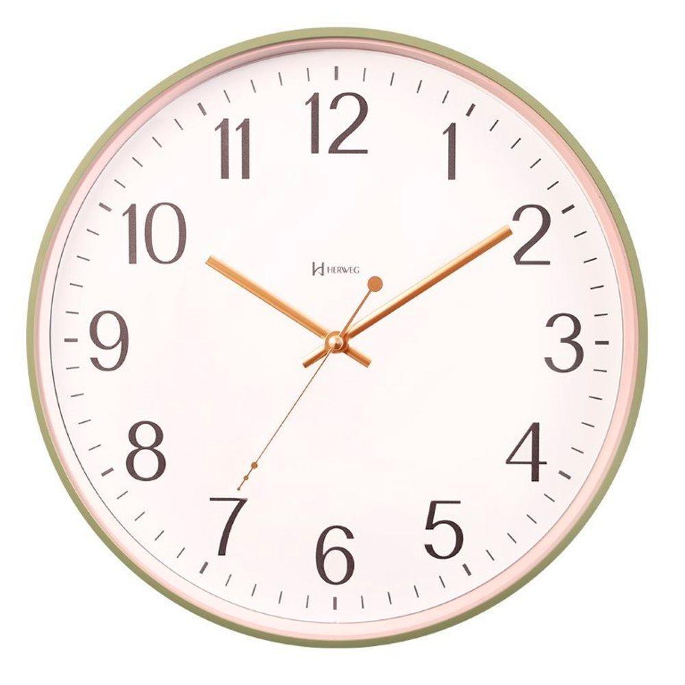 Relógio Parede Herweg Vidro 34,6cm Silencioso Verde 6868 Verde Claro - Verde Claro - 1