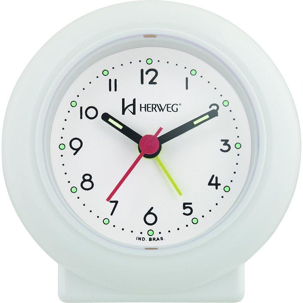 Despertador Analógico Redondo Tradicional Quartz Branco - Branco - 1
