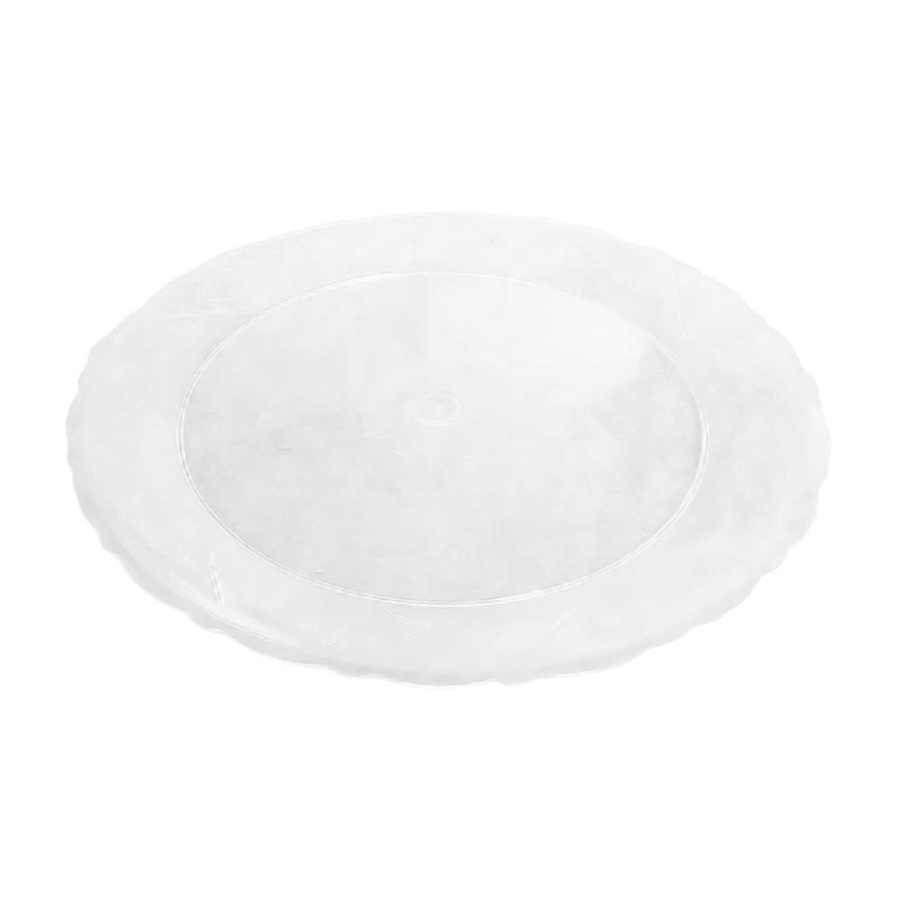 Bandeja Redonda Transparente Com Borda Rendada - 27cm - 2