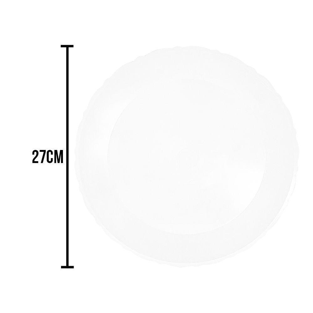 Bandeja Redonda Transparente Com Borda Rendada - 27cm - 3