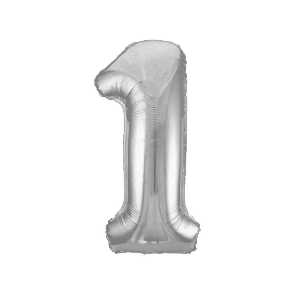 Kit Arranjo De Balões Número 1 Prata - 13 Itens - 2