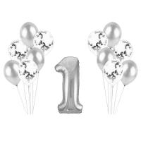 Kit Arranjo De Balões Número 1 Prata - 13 Itens - 1