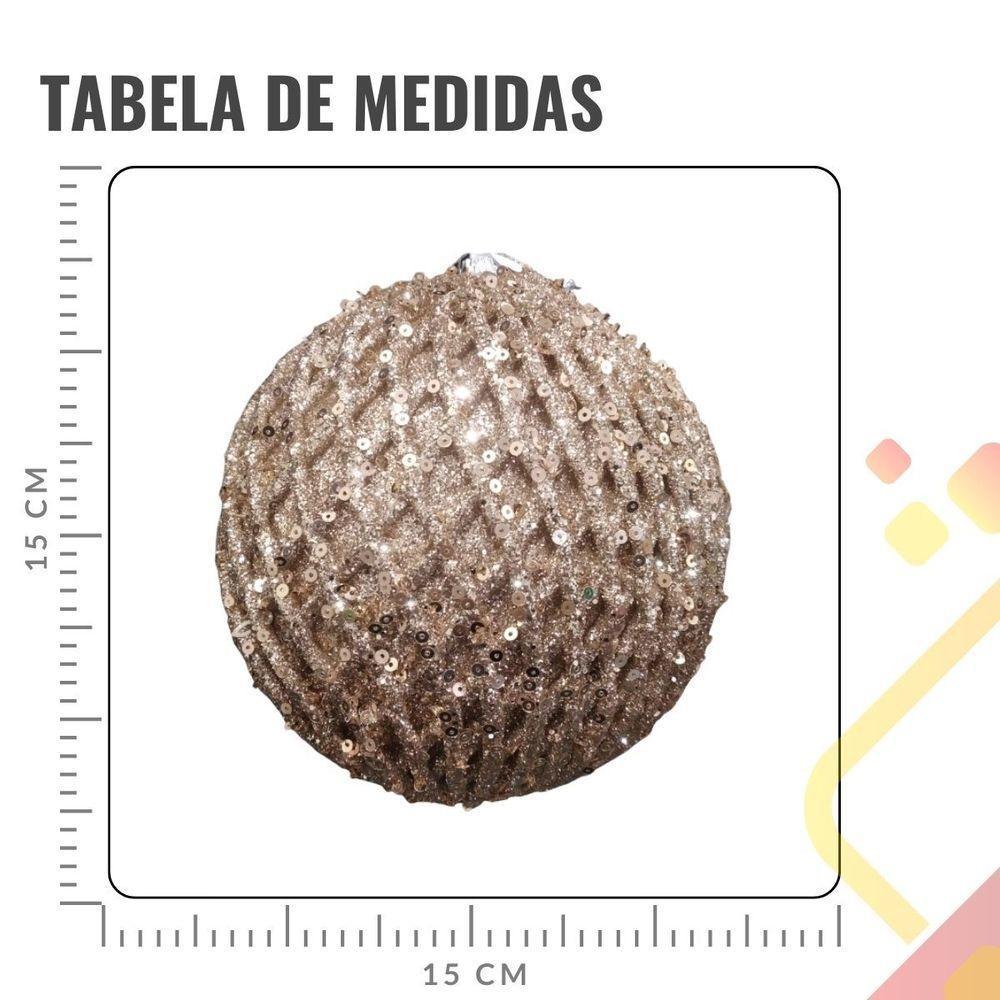 Bola De Natal Losango Ouro Com Glitter 15cm - 1 Unidade - 2