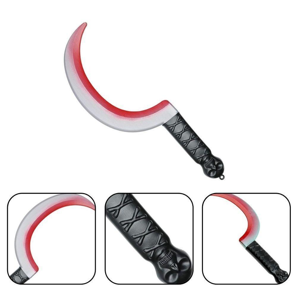 Foice Caveira Com Sangue Falso Acessório Halloween Terror - 2