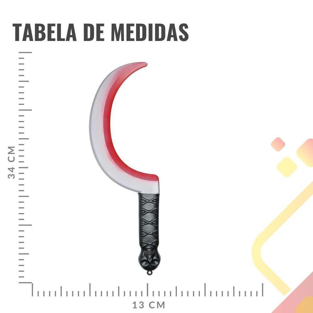 Foice Caveira Com Sangue Falso Acessório Halloween Terror - 3