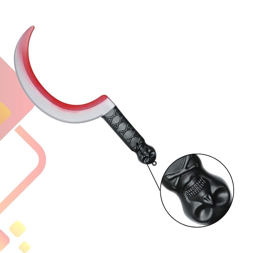 Foice Caveira Com Sangue Falso Acessório Halloween Terror - 4