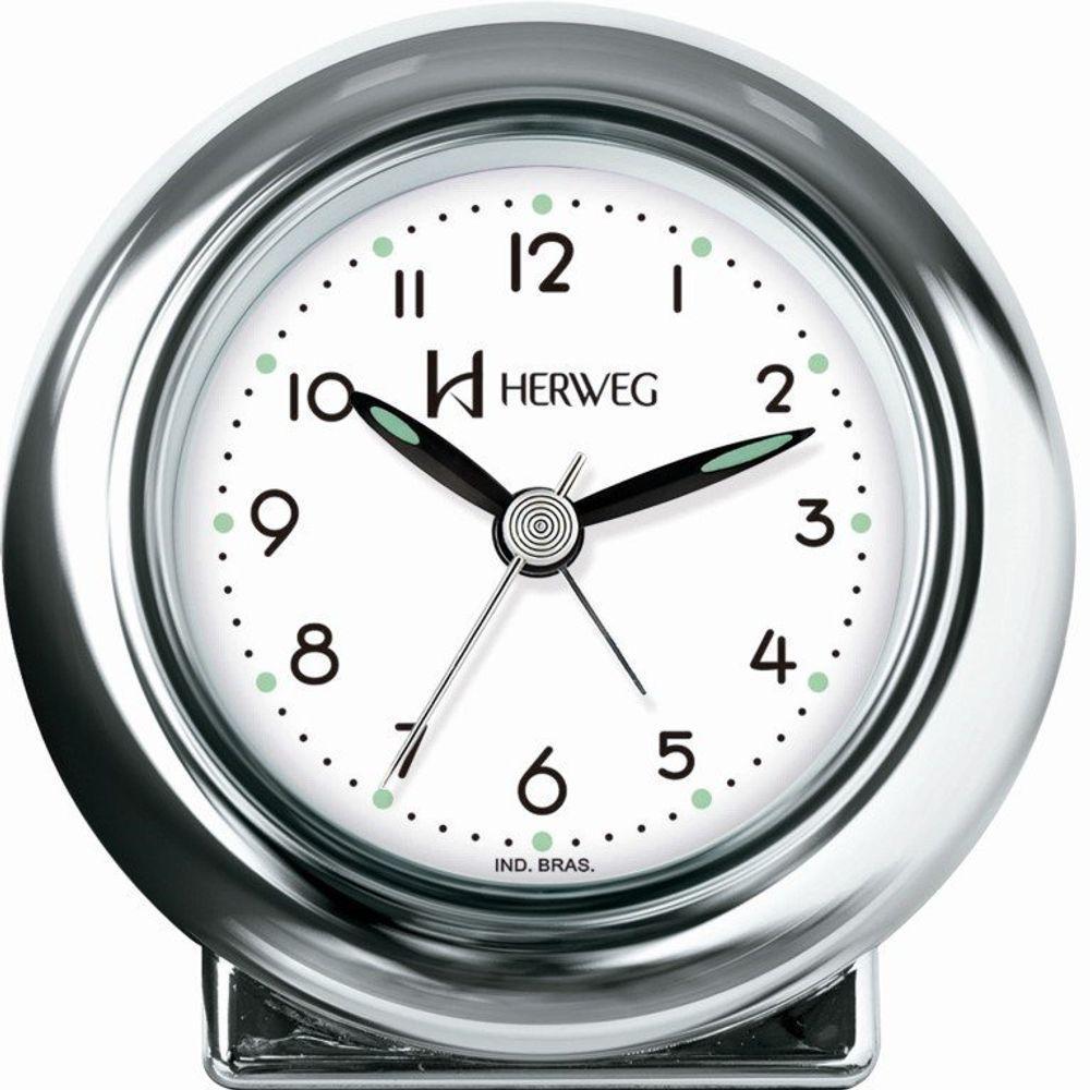 Relógio Despertador Quartz Redondo De Mesa Prata - Prata - 1