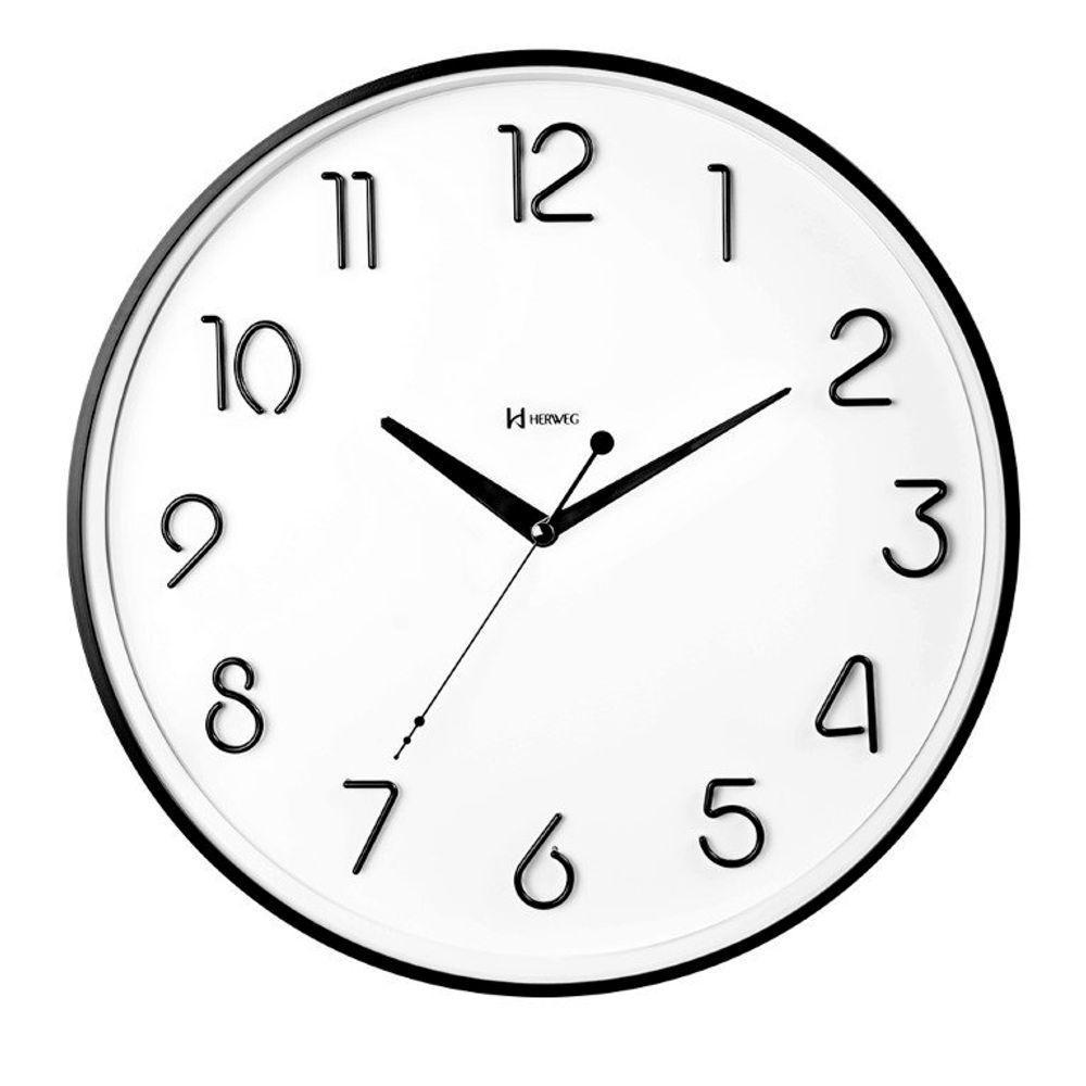 Relógio Herweg Silencioso Alto Relevo 34,6 Cm Preto - Preto - 1