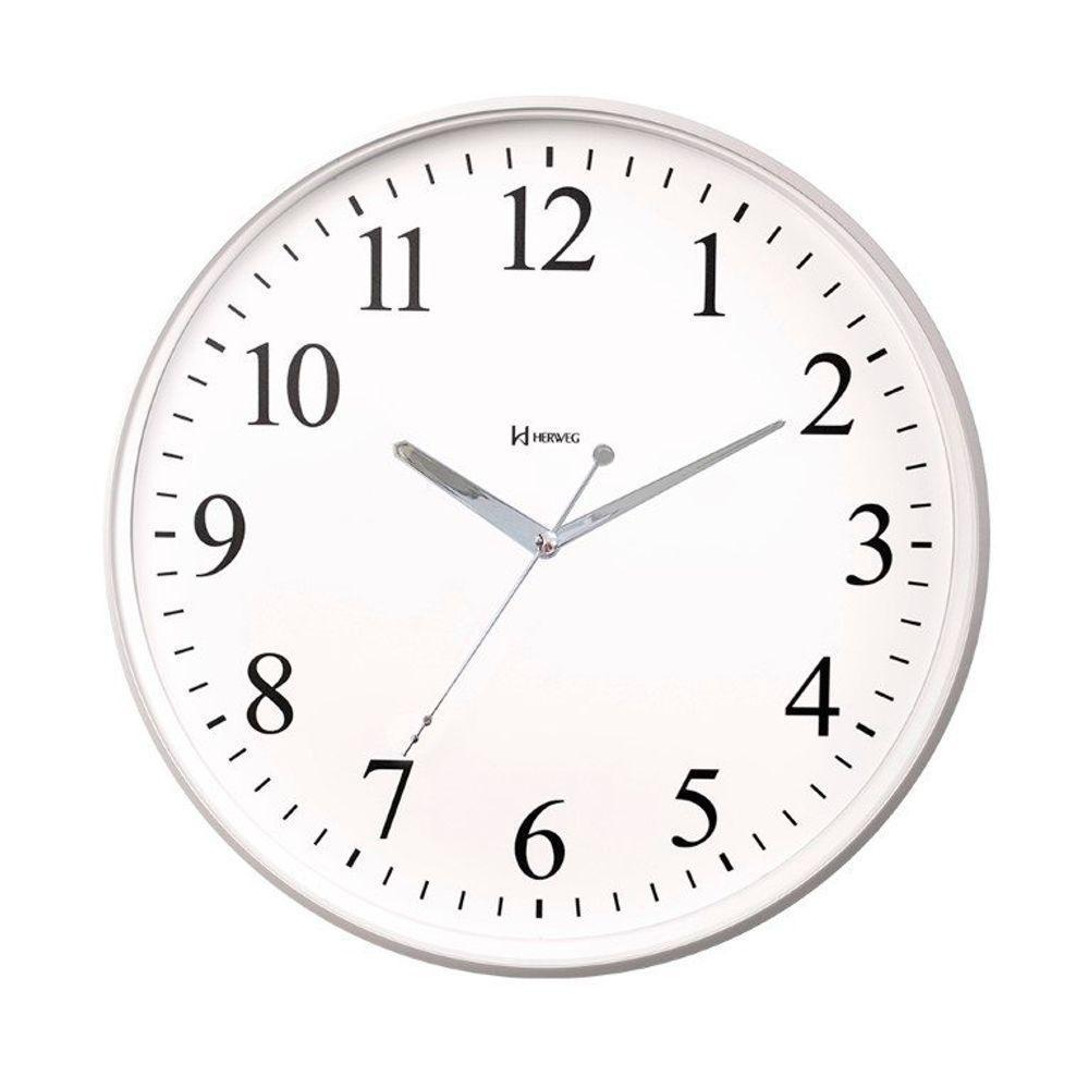 Relógio Parede Herweg Prata Fala As Horas Silencioso 6867 Prata - Prata - 1