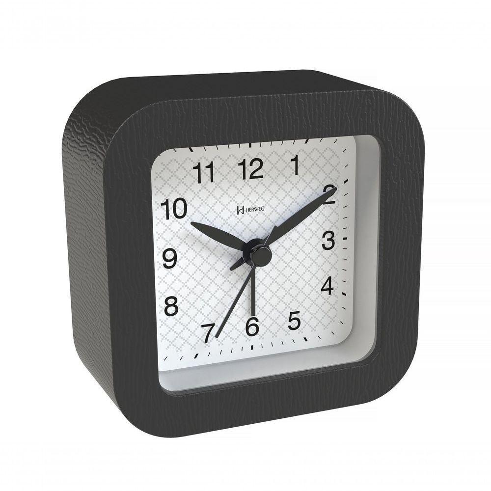 Relógio Despertador Quartz Silencioso De Mesa Com Luz Preto - Preto - 1