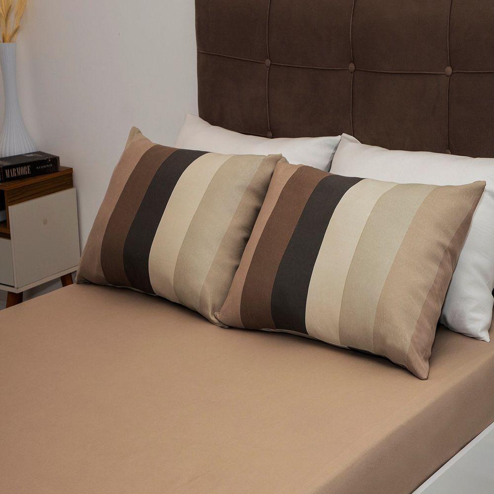 Jogo De Cama King Portallar Malha 100% Algodão Estocolmo 3 Peças Bege - 3