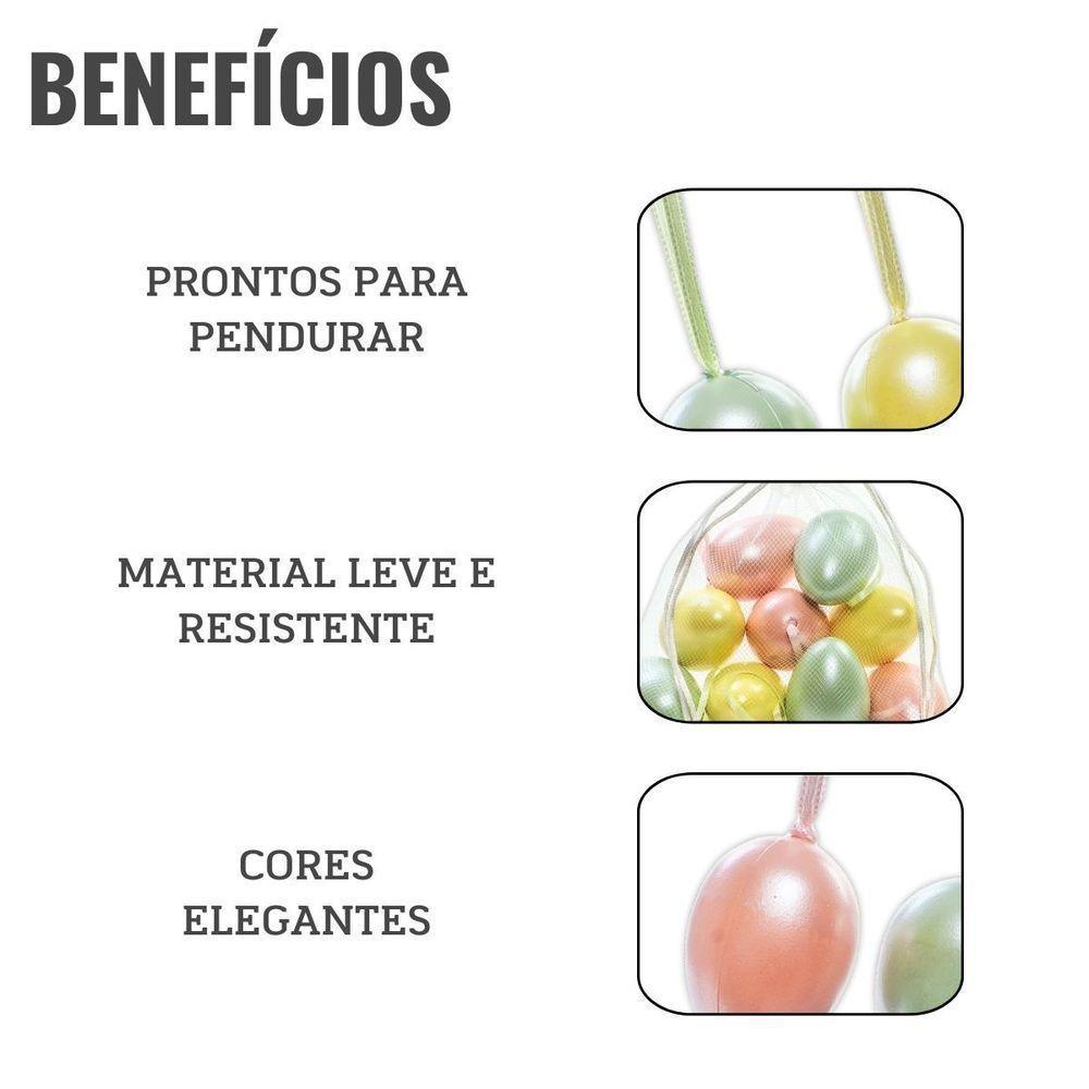 Ovos Páscoa Artifciais Perolados Decoração Para Pendurar - 9 Un - 3
