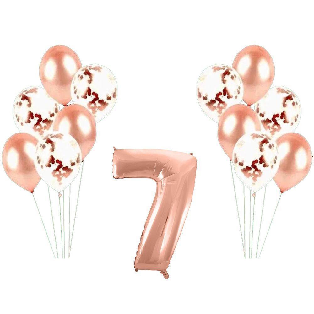 Kit Arranjo De Balões Número 7 Rose Gold - 13 Itens - 1