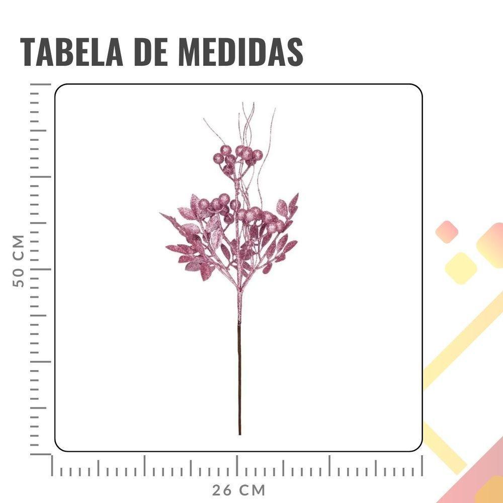 Galho Grande Folhas E Frutas Rosa Claro Natal - 1 Unidade - 2