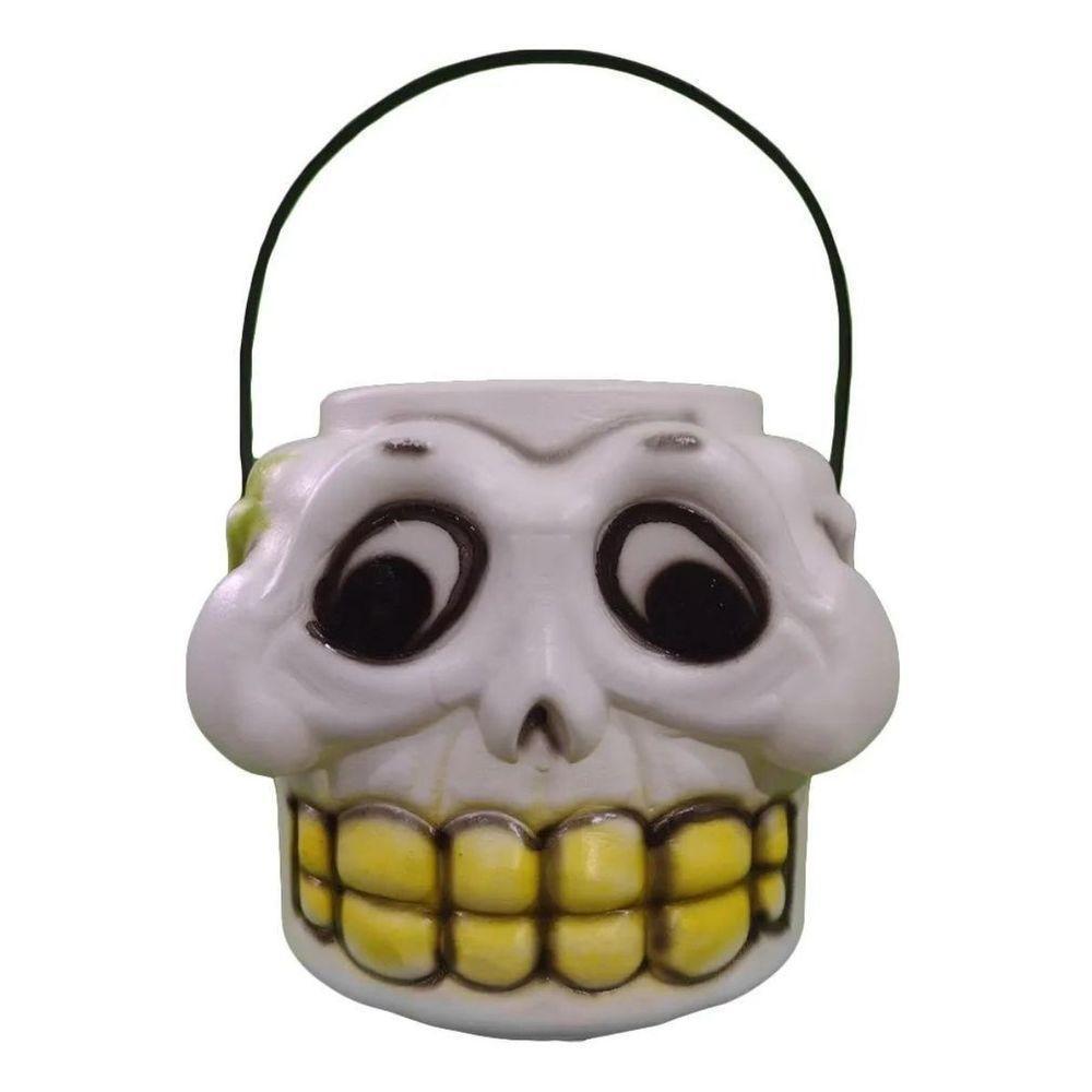 Balde Halloween Caveira Mexicana Florida Com Alça - 1