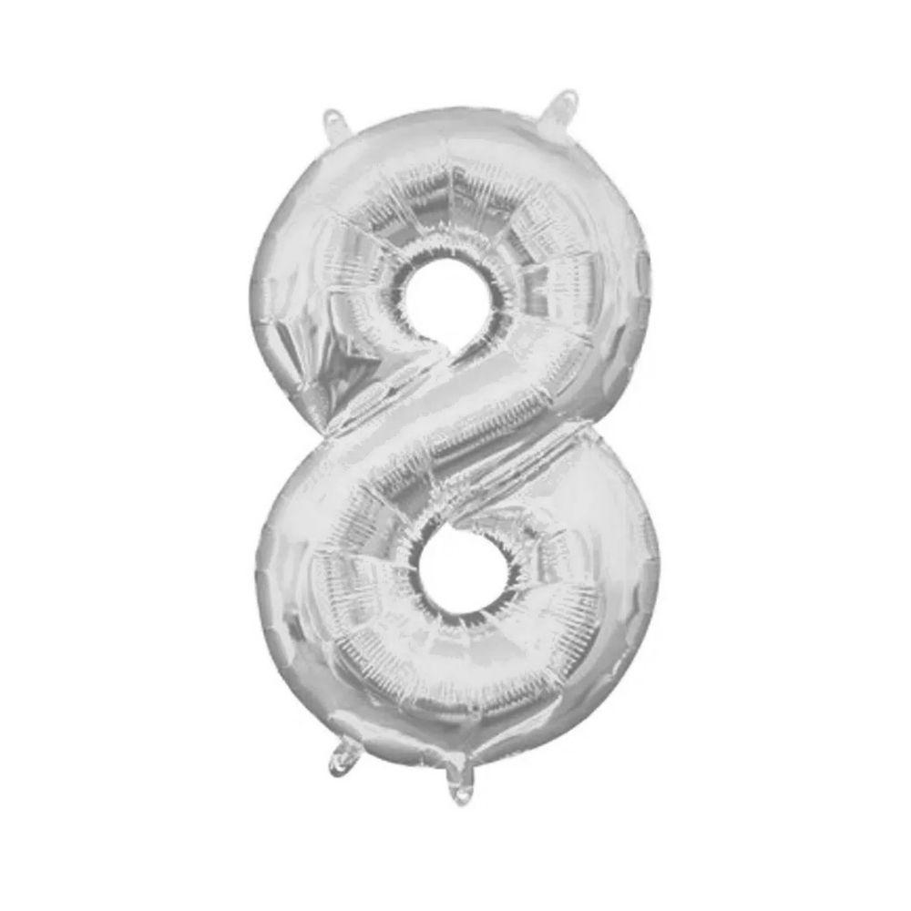 Kit Arranjo De Balões Número 8 Prata - 13 Itens - 2