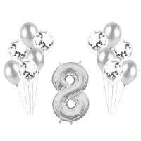 Kit Arranjo De Balões Número 8 Prata - 13 Itens - 1