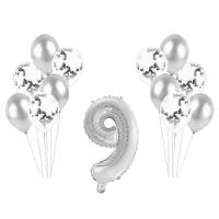 Kit Arranjo De Balões Número 9 Prata - 13 Itens - 1