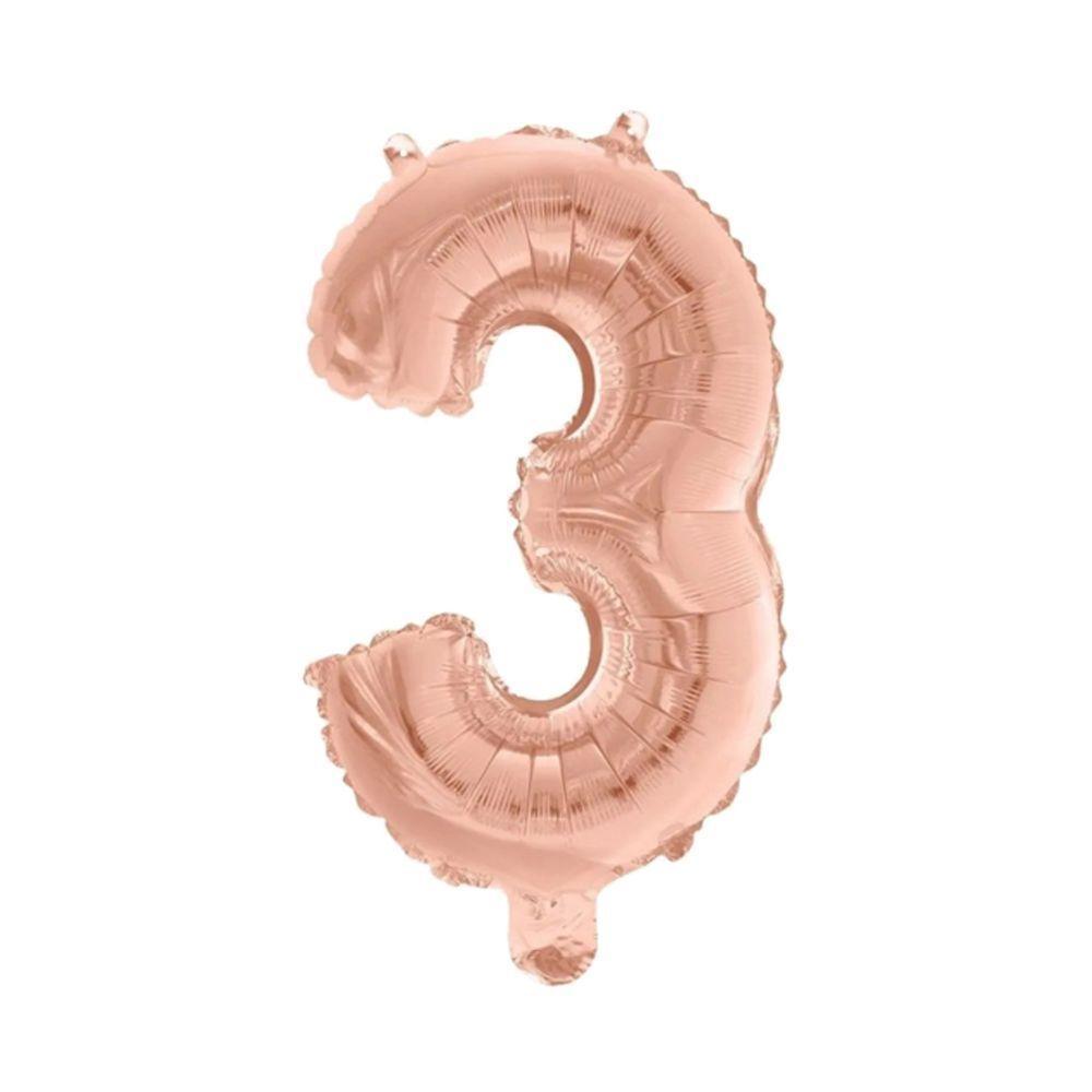 Kit Arranjo De Balões Número 3 Rose Gold - 13 Itens - 2