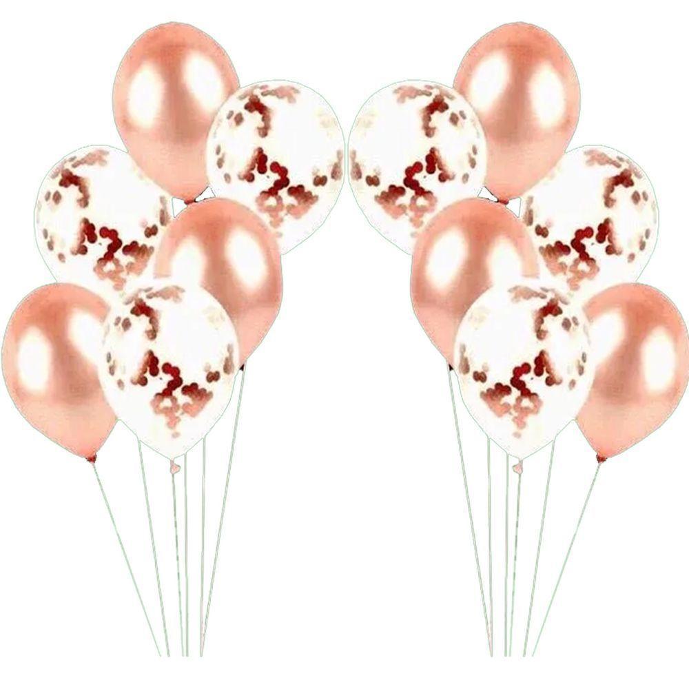 Kit Arranjo De Balões Número 6 Rose Gold - 13 Itens - 3