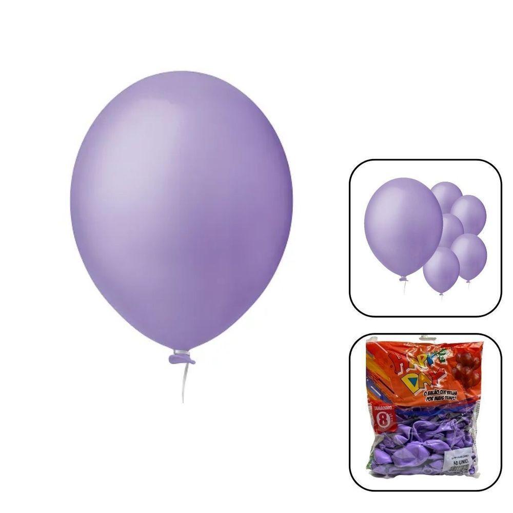 Balão De Látex Liso Lilás 8 Polegadas - 50 Unidades - 2
